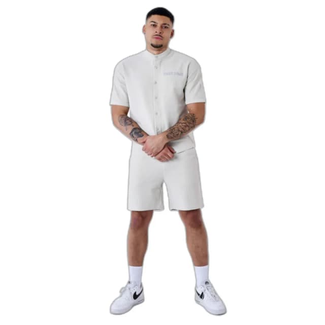 Project X Paris Plain textured mao collar shirt Project X Paris Gris Male S