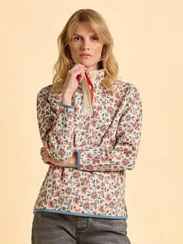 Brakeburn Womens Colehill Quarter Zip Sweatshirt in Cream Size: 16 Cream Female 16