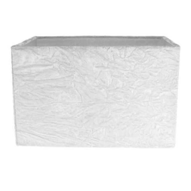 Happy Homewares Contemporary Designer Arctic White Crushed Velvet Fabric Rectangular Lamp Shade