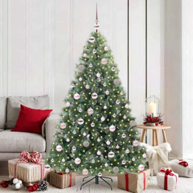 vidaXL Artificial Christmas Tree with 300 LEDs, Pink Balls Green 180cm PE and PVC, Green 3397850