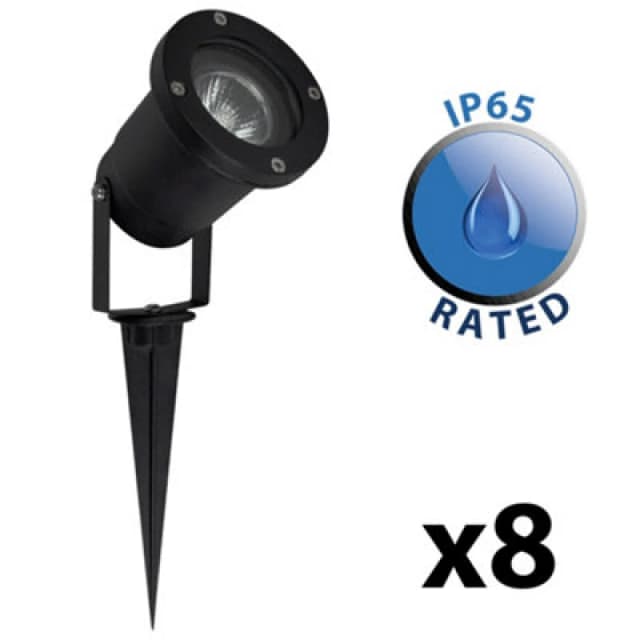 ValueLights Derwent Set of 8 Black Outdoor Ground Spike Light Black