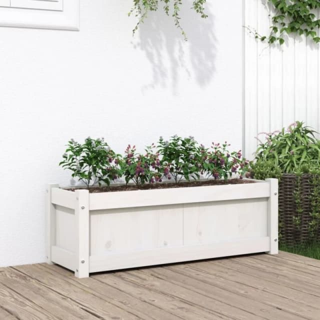 vidaXL Garden Planter White 90x31x31cm Solid Wood Pine, White 837451