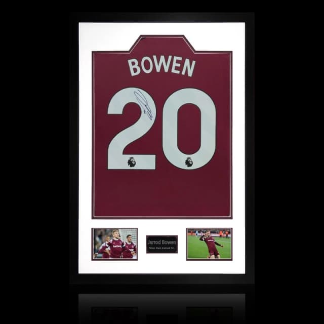 The Fan Cave Jarrod Bowen Signed West Ham United Shirt Premium Maroon unisex 850mm x 60