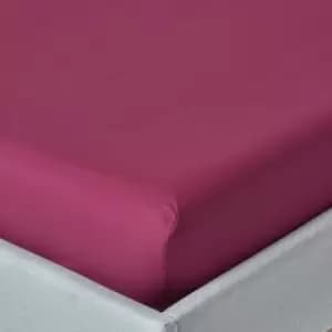 Plum Egyptian Cotton Deep Fitted Sheet 200 Thread Count, Double - Plum - Plum - Homescapes