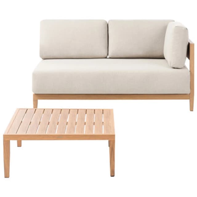 Beliani Garden Sofa With Table 2 Seater Sampieri Metal Light Brown