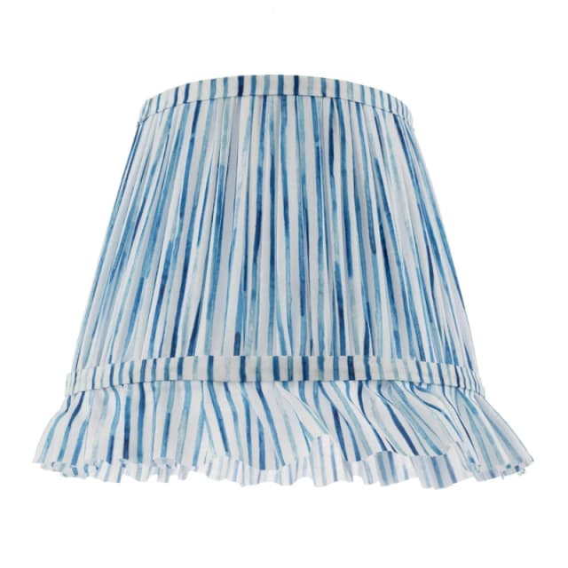 Happy Homewares Vintage Blue & White Faux Silk Plated Lamp Shade with Bottom Fringe Size: 10" Blue Unisex 10"