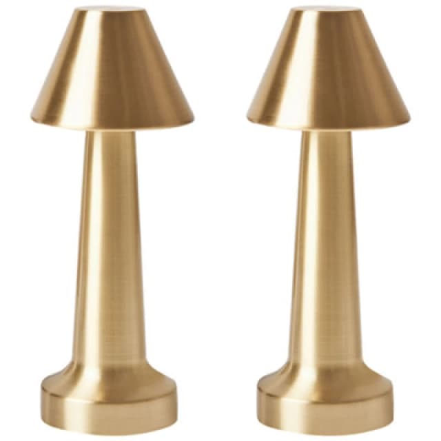 Beliani Set Of 2 Wireless LED Table Lamp Joanes With Dimmer Metal Gold