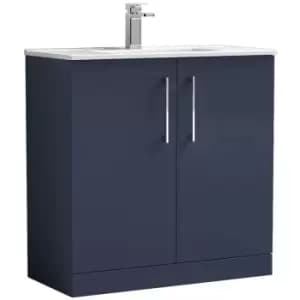 Arno Matt Electric Blue 800mm 2 Door Vanity Unit with 18mm Profile Basin - ARN1705B - Electric Blue - Nuie