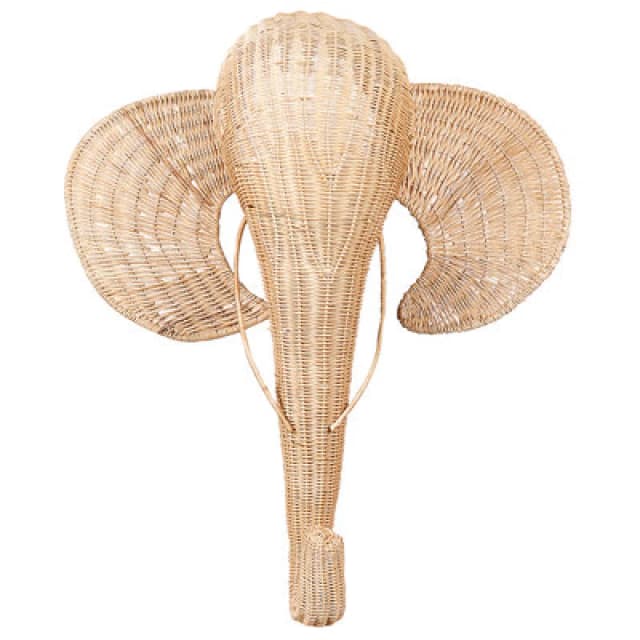 Beliani Wall Decor Elephant Gruney Rattan 83cm Natural