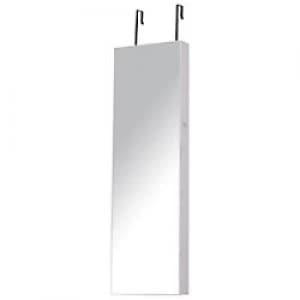 HOMCOM Mirrored Jewellery Cabinet Grey, Wood Grain 1320 mm x 170 mm x 430 mm