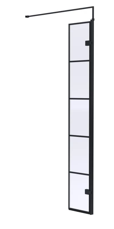 Balterley 8mm Safety Glass Black Framed Wetroom Swing Screen - 300mm Black Unisex