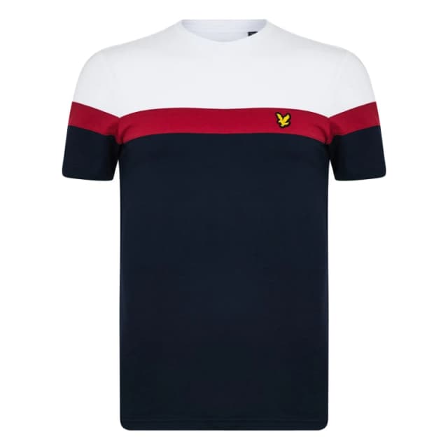 Lyle and Scott Mens Striped Short-Sleeve Performance Gym Top White/Red/Navy male S