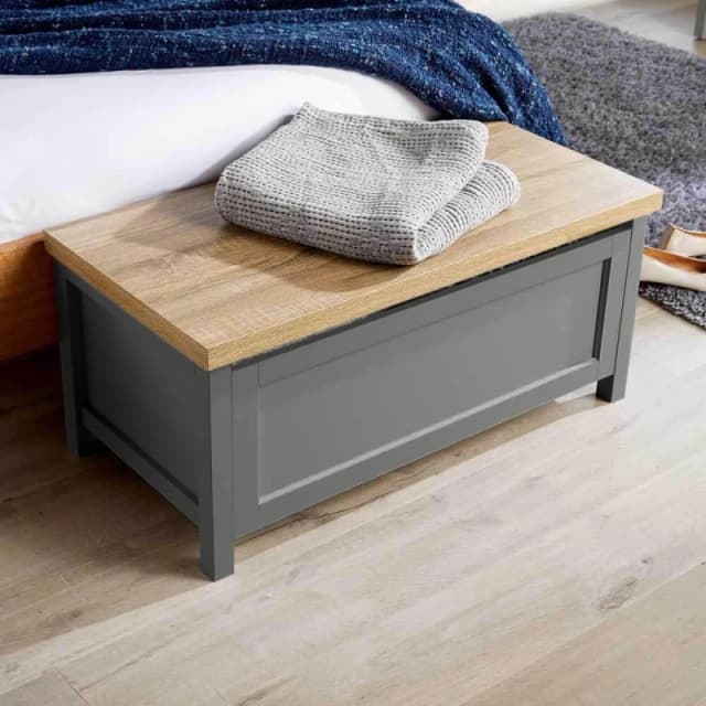 Home Source Avon Storage Ottoman Chest Unit Dark Grey