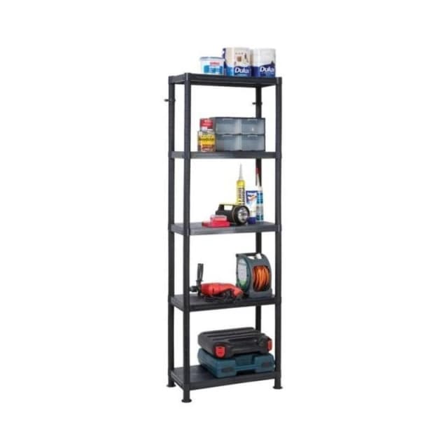 Garland Self Assembly Plastic Shelving 5 Shelf Unit 60cm L x 30cm W x 184cm H G06035