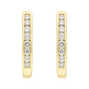 18ct Yellow Gold 0.30ct Diamond Channel Set Hoop Earrings
