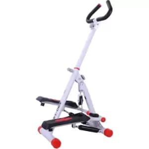 Homcom - Foldable Stepper Adjustable Step Machine w/ Handlebar lcd Display, Red - Red, white