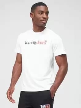 Tommy Jeans Tjm Reg Essential Multi Logo T-Shirt, White, Size 2XL, Men