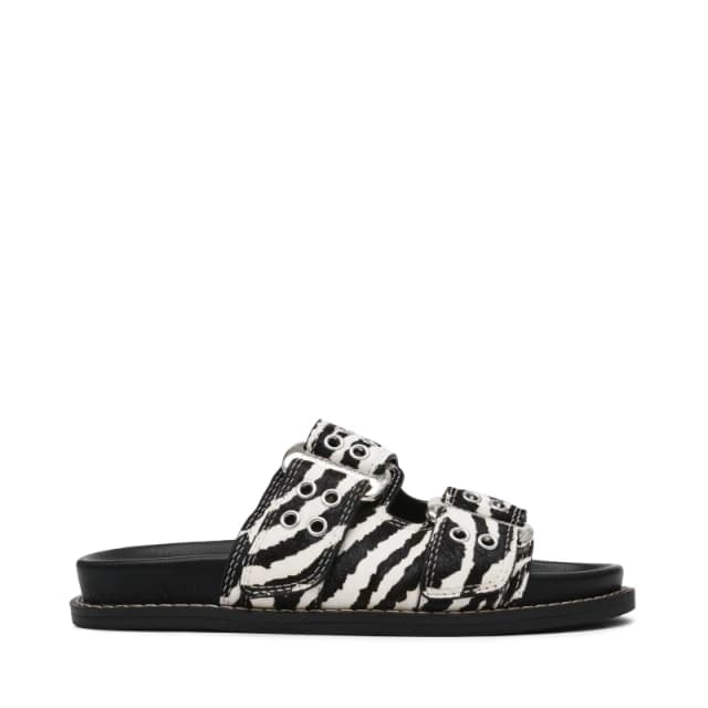 Steve Madden Womens Agent Zebra Print Flat Sandals Zebra female 4 (37)