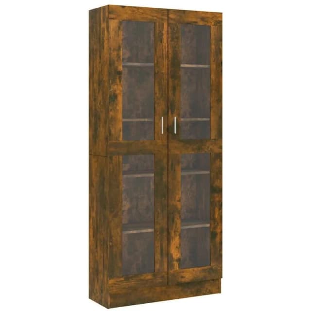 VIDAXL Vitrine Cabinet Smoked Oak 82.5x30.5x185.5cm Engineered Wood Vidaxl 8720286952856
