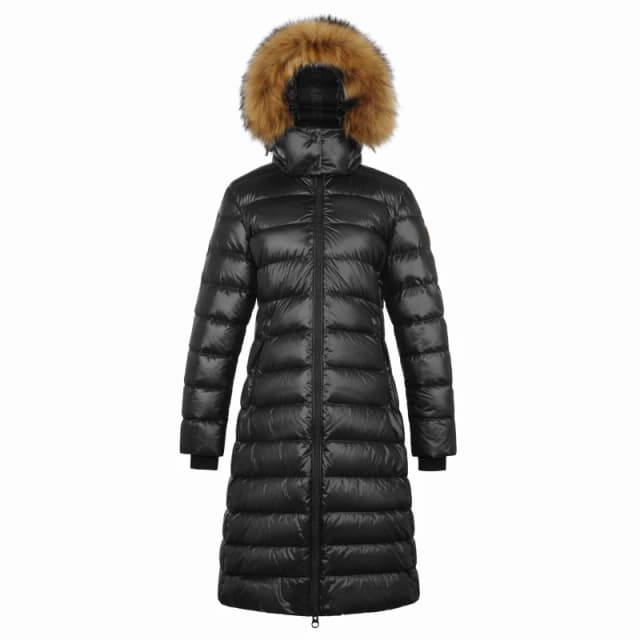 Arctic Army Womens Arctic Long Puffer Water Resistant Detachable Hood Calf Length Jacket Black female 10 (S)
