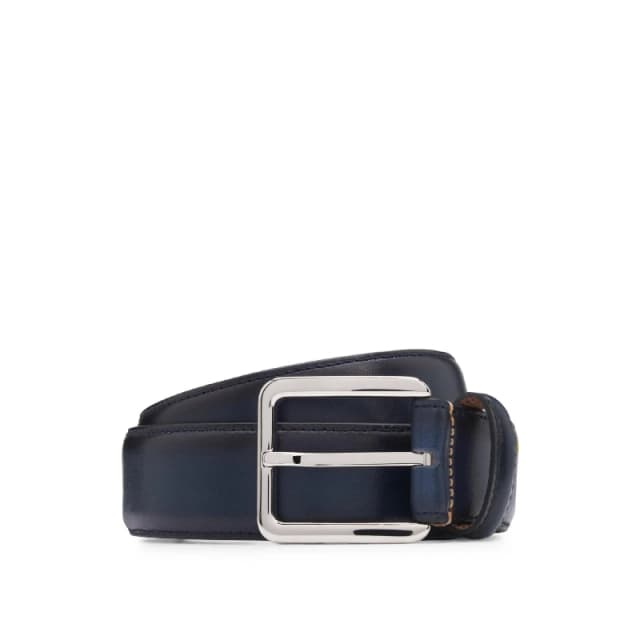 Boss Mens Lars St Leather Belt Dark Blue male 32R (85cm)