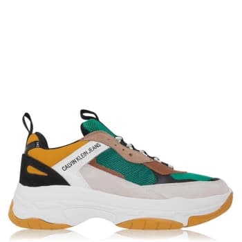 Calvin Klein Jeans Marvin Lycra Chunky Trainers - Green/Yellow