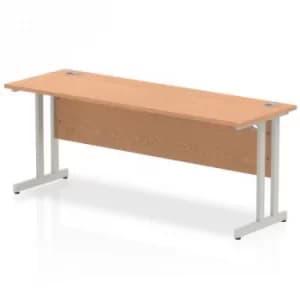 Impulse 1800/600 Rectangle Silver Cantilever Leg Desk Oak