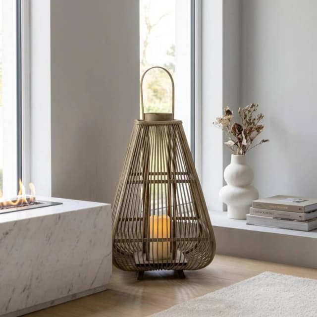 Garden Greatness Extra Large Natural Bamboo LED Lantern in Taupe Size: 1 Pack Taupe Unisex 1 Pack