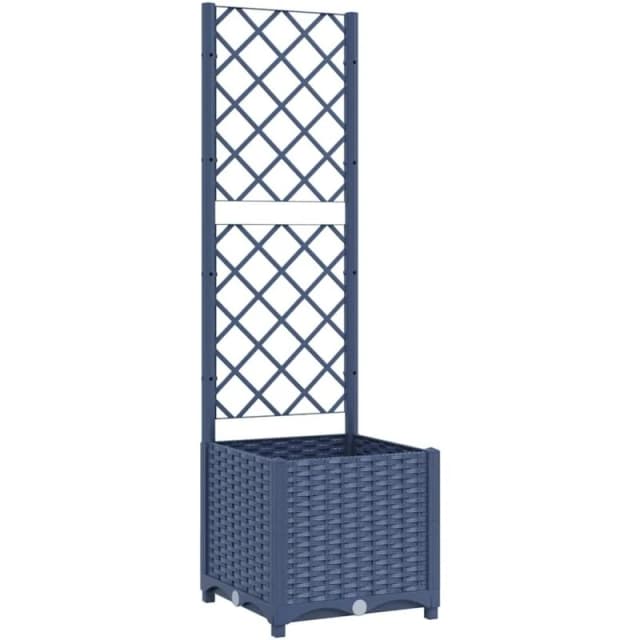 vidaXL Garden Planter w/ Trellis Dark Grey 40x40x136cm PP, Grey 318249