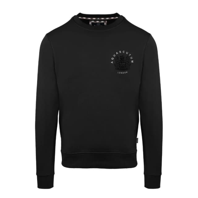 Aquascutum Mens Roundnk Sweat Crew Sweatshirt Crew Sweaters Small Black 52346203350