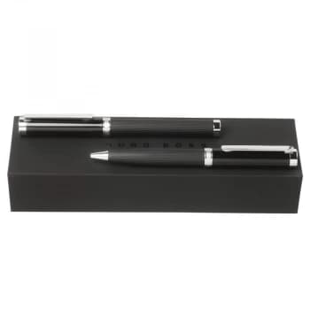 Hugo Boss Pens Base metal Column Dark Chrome Ballpoint & Rollerball Pen Set