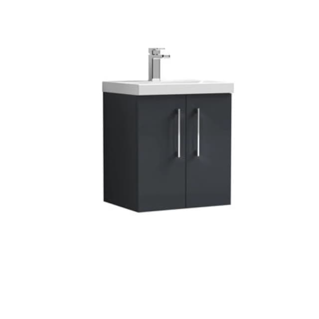Arno Wall Mounted 2 Door Vanity Unit With Basin Soft Black