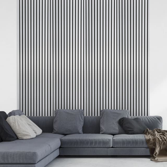 Fuse Acoustic Wooden Wall Panel in Brushed Steel, 2.4m x 0.6m in Grey Grey Unisex