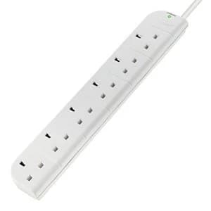 Belkin E-Series 6 Plug SurgeStrip Surge Protected Extension Lead - 3 m, White UK Plug
