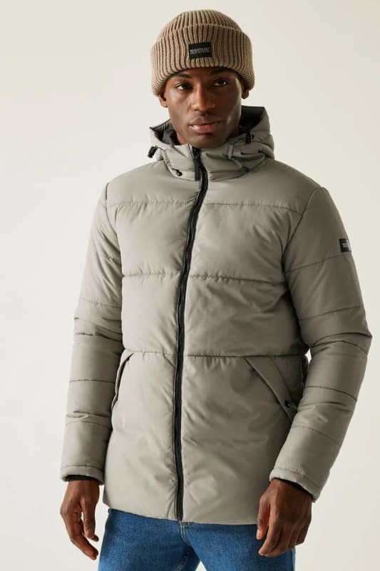 Regatta Regatta Men Marshgrave Insulating Hooded Baffled Jacket in Light Grey Size: 3X-Large Light Grey XXXL Male 5063516102007
