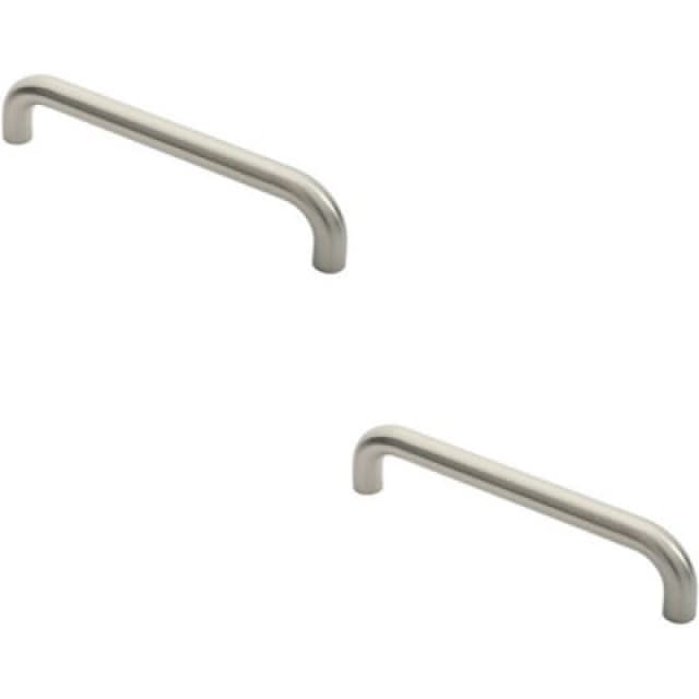 Loops 2x Round D Bar Pull Handle 325 x 25mm 300mm Fixing Centres Satin Steel Metallics unisex