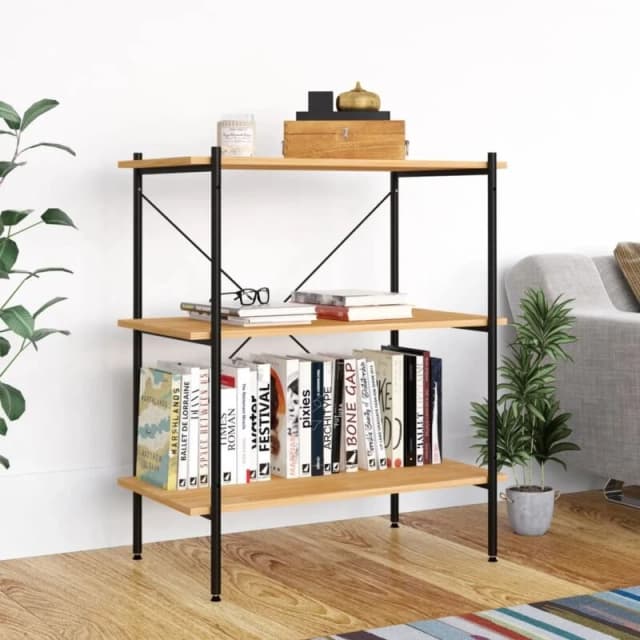VIDAXL 3-Tier Shelving Unit Black and Oak 80x40x92cm Vidaxl 8720286562949