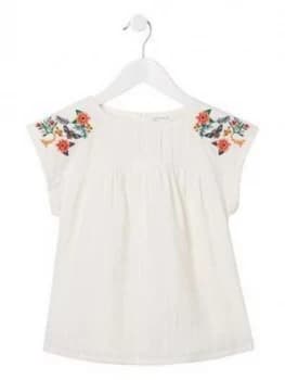 Fat Face Girls Iris Embroidered Woven Blouse - Ecru