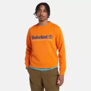 Timberland Est. 1973 Logo Crew Sweatshirt For Men In Orange Yellow, Size L
