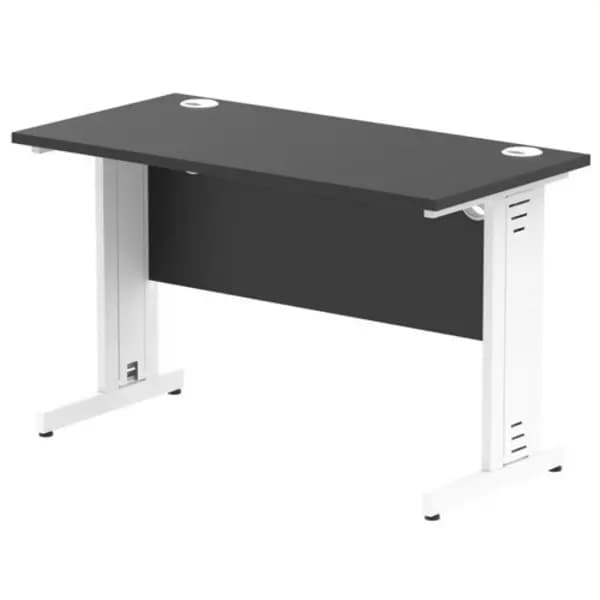 Impulse Impulse 1200 x 600mm Straight Office Desk Black Top White Cable Managed Leg IRDW126WBLK