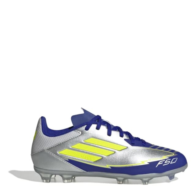 adidas F50 Academy Junior Firm Ground Football Boots - Silver Silver 5