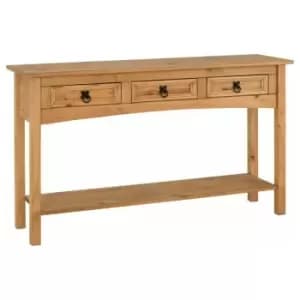 Corona 3 Drawer Console Table With Shelf Distressed Waxed Pine