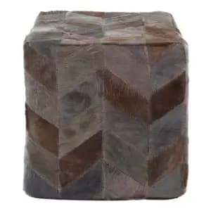 Safira Light Grey Patchwork Pouffe