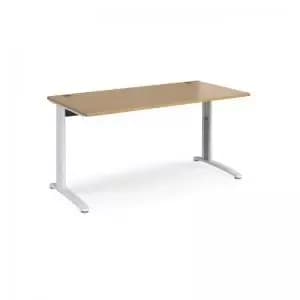 TR10 height settable straight desk 1600mm x 800mm - white frame and