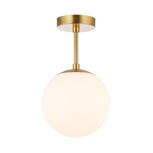 Happy Homewares Traditional Glass Globe IP44 Bathroom Ceiling Light Fixture in Gold Gold Unisex