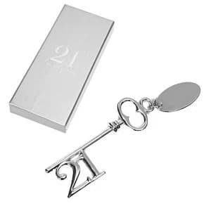 Milestones Silver Plated Key with Engraving Tag - 21