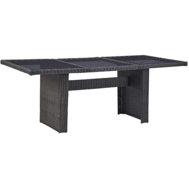 VIDAXL Garden Dining Table Black 200x100x74cm Glass and Poly Rattan Vidaxl 8720286065839