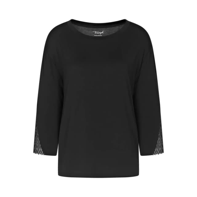 Triumph Aura Spotlight Pyjama Top in Modal Black Women 10;12;14;16;18