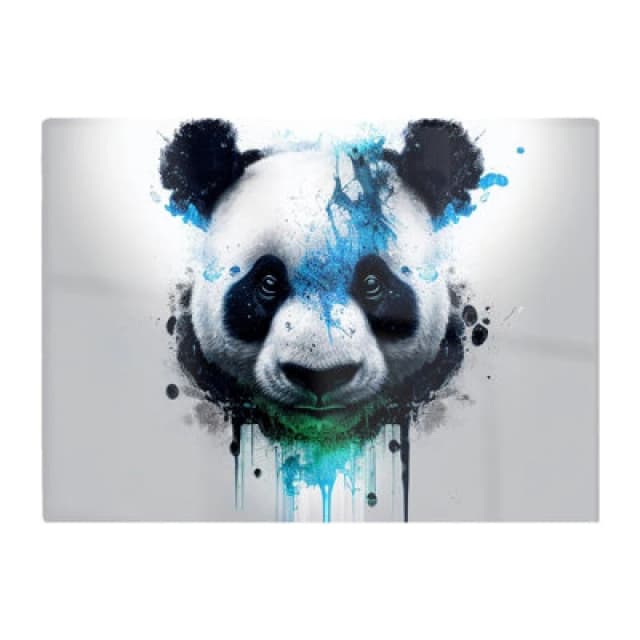 Warren Reed Designer Panda Face Splashart Light Background Glass Chopping Board