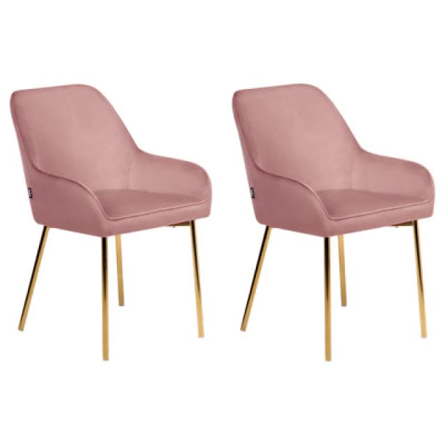 Beliani Set Of 2 Dining Chairs Loverna Velvet Pink